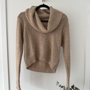 Cozy Tan Sweater with Cowl Neck